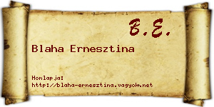 Blaha Ernesztina névjegykártya